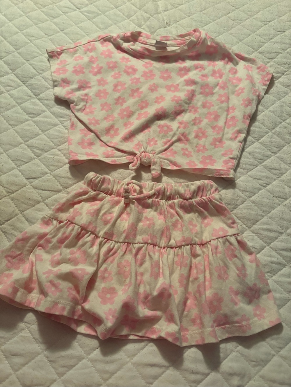 Old Navy Cream and Pink Floral Baby Two-Piece Set